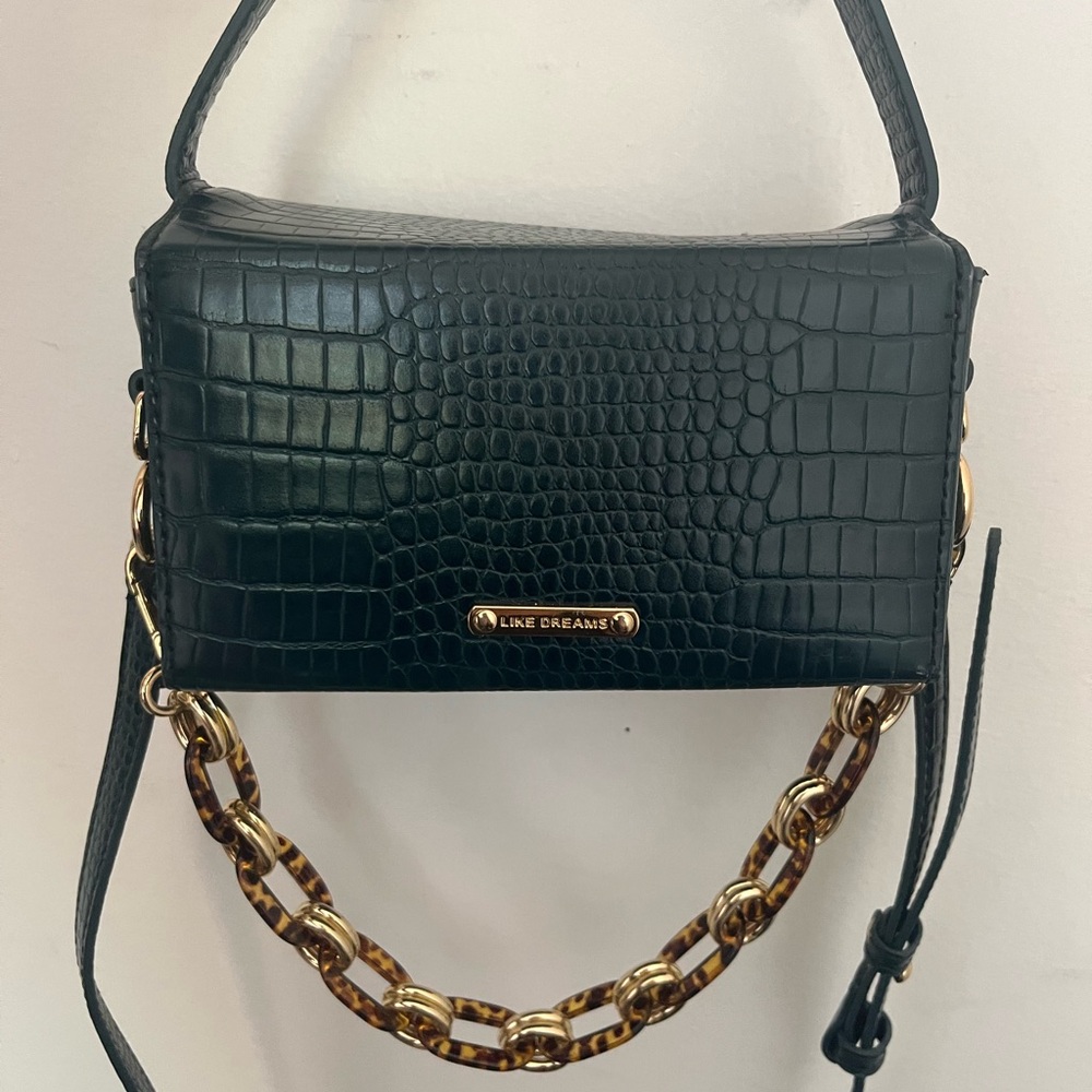 Dark green Faux animal skin mini handbag - Picture 2 of 2